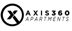 Modern Axis360 Apartments logo with sleek design and bold typography.
