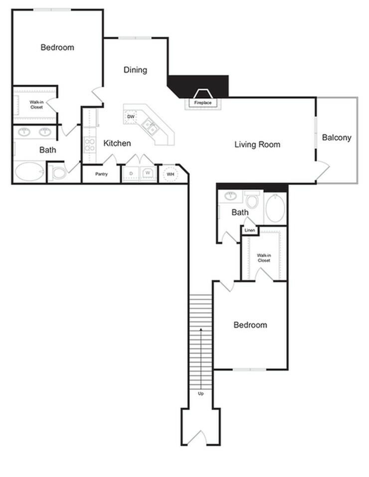 The Ridgedale 2 bedroom 2 bathroom 1600 sq ft apartment home at The Kendrick located in Atlanta, GA 30324