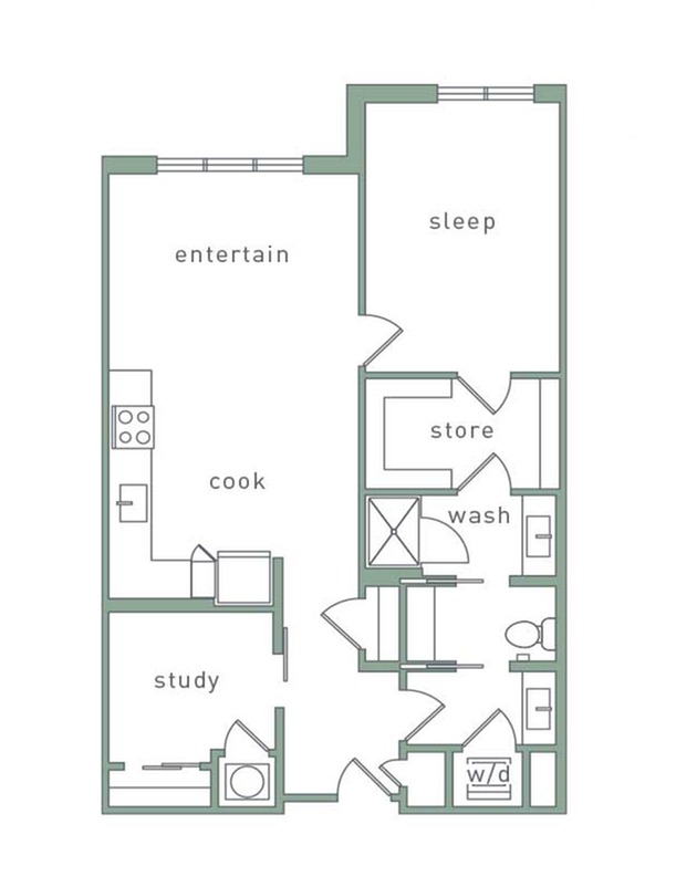 Crestline 1 Bedroom Floor Plan
