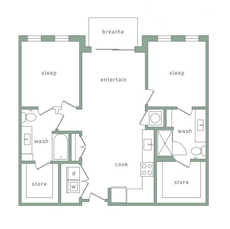 Hollywood 2 Bedroom Floor Plan