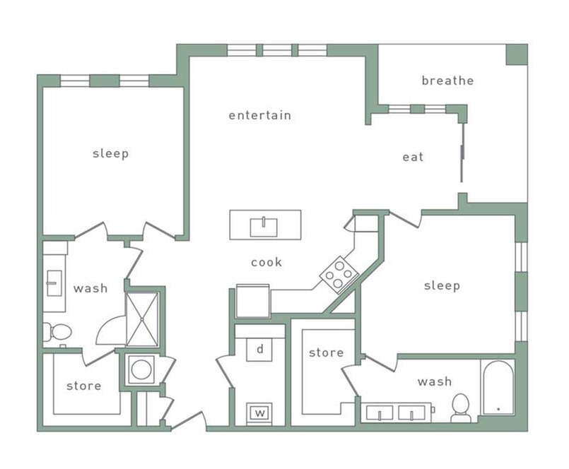 Southside 2 Bedroom Floor Plan