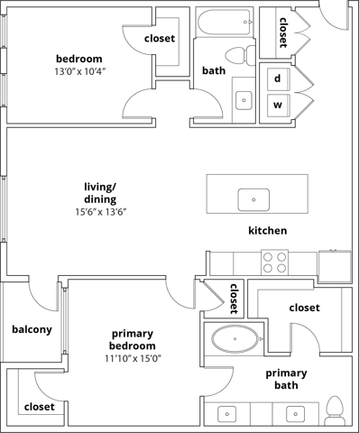 B3 2 Bedroom Floor Plan