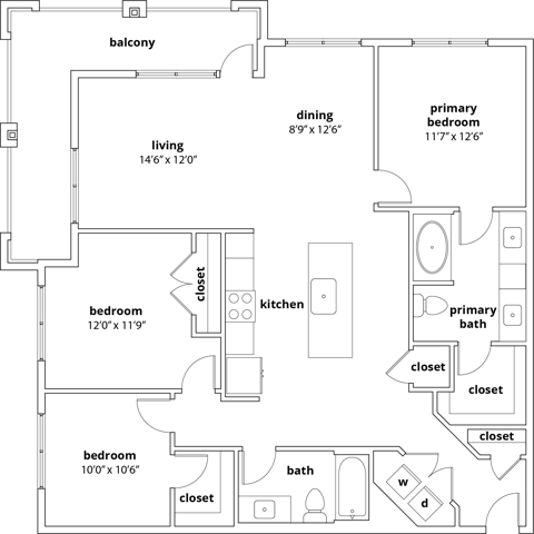 C1 3 Bedroom Floor Plan