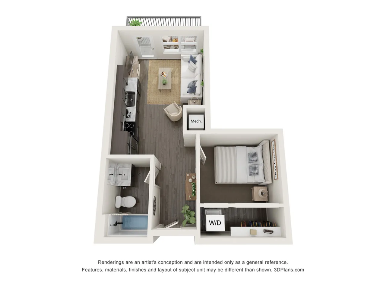 studio apartment 423 square feet Encore Apartments