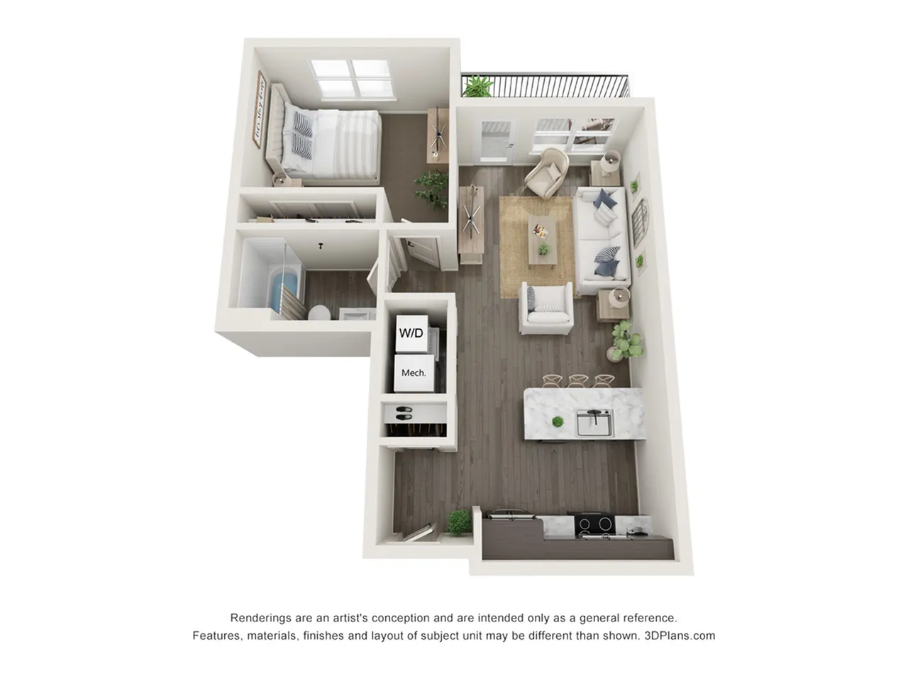 A2 one bedroom one bathroom 663 sq feet