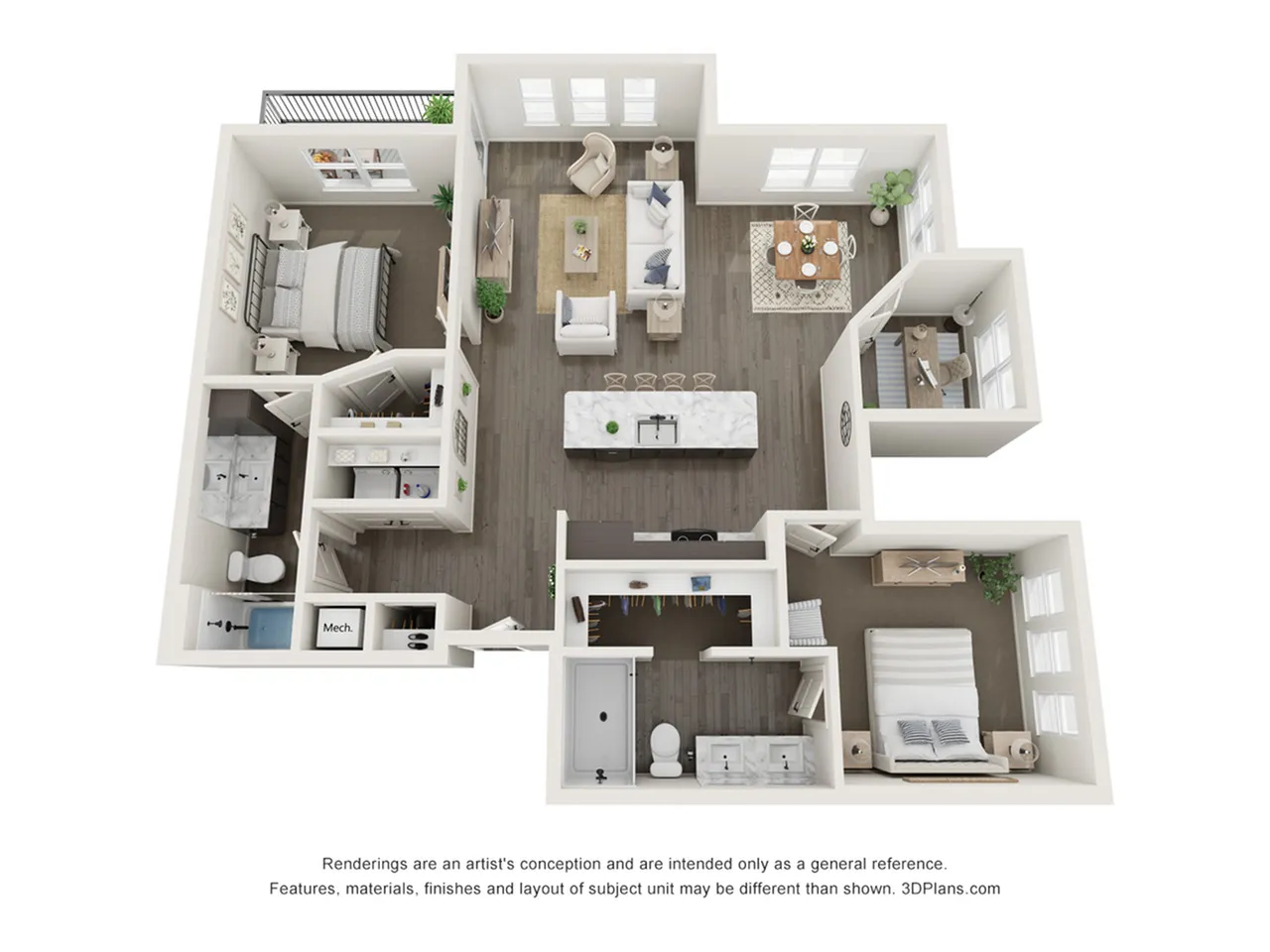 D2 two bedroom two bathroom 1317 square feet