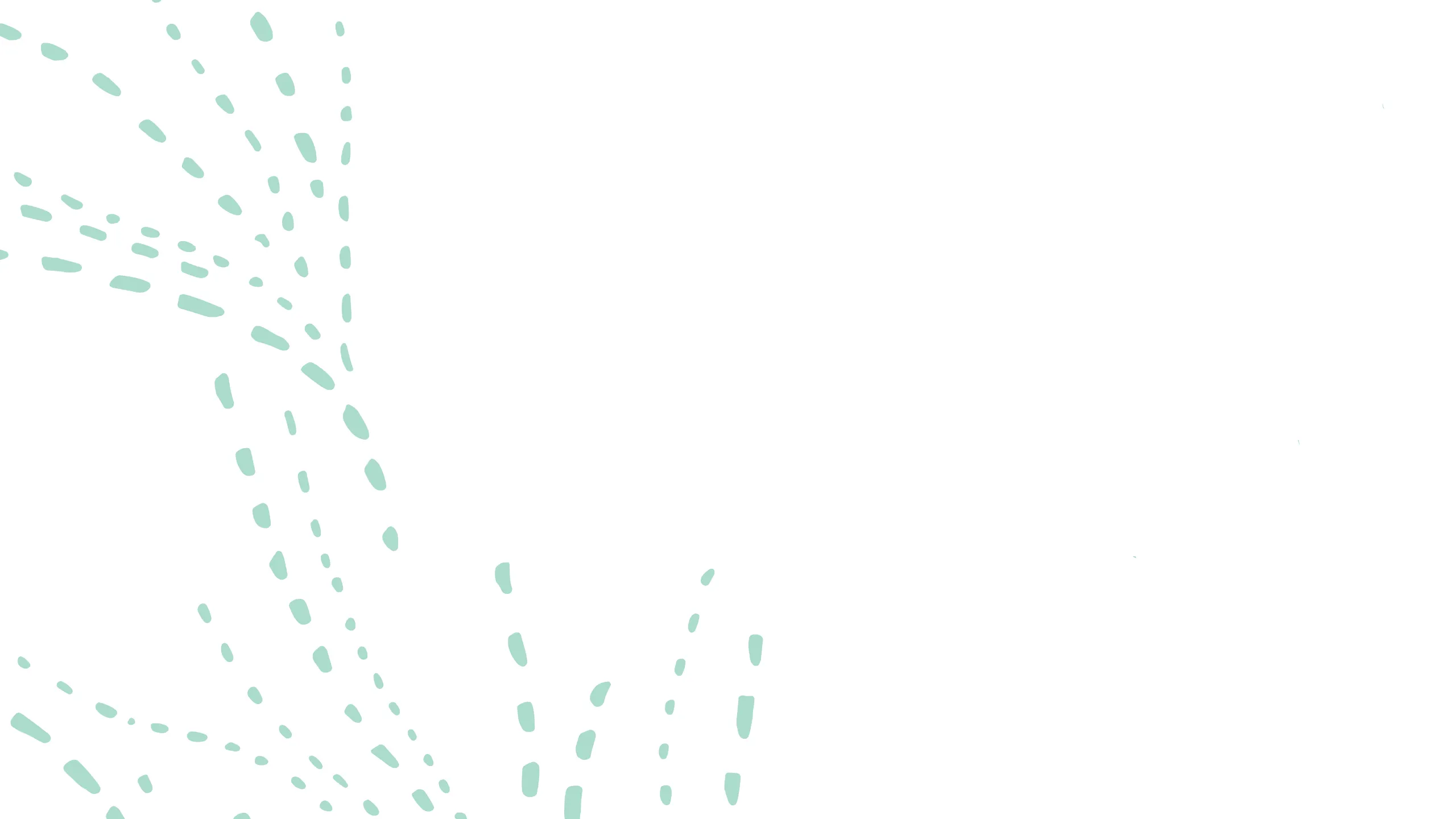 Abstract design with soft teal dashed lines creating a unique flow on a white background.