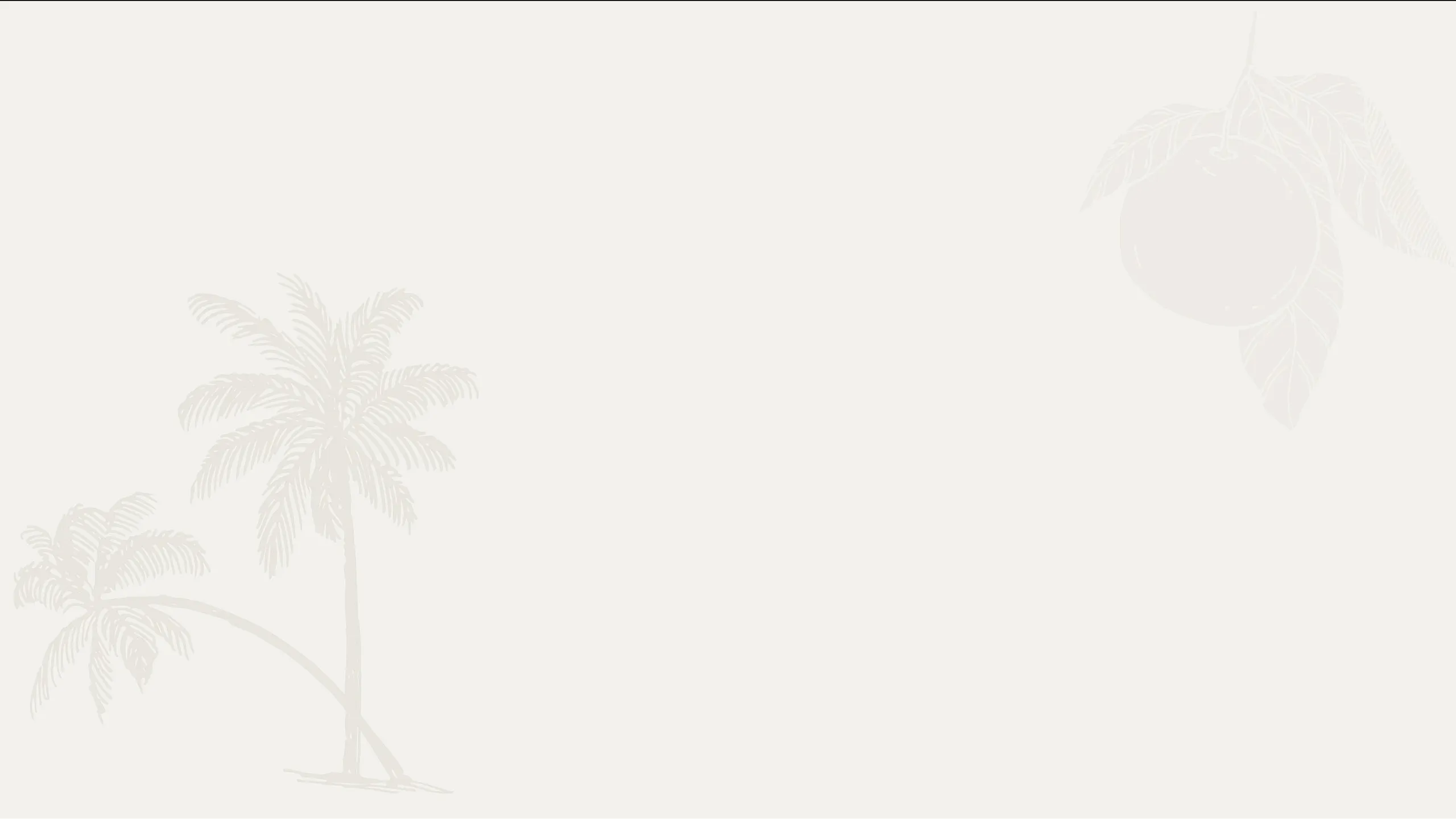 Elegant tropical-themed background with palm trees and fruit illustrations, perfect for a serene and refreshing ambiance.