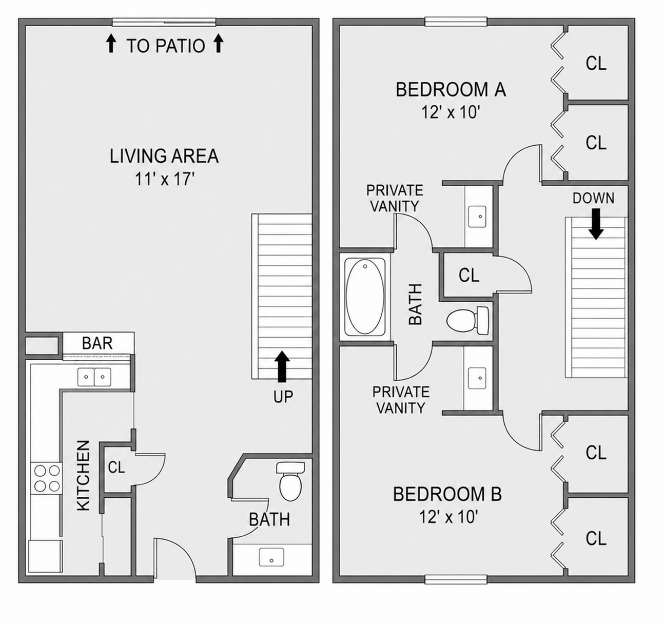 2x1.5 2 Story Townhome