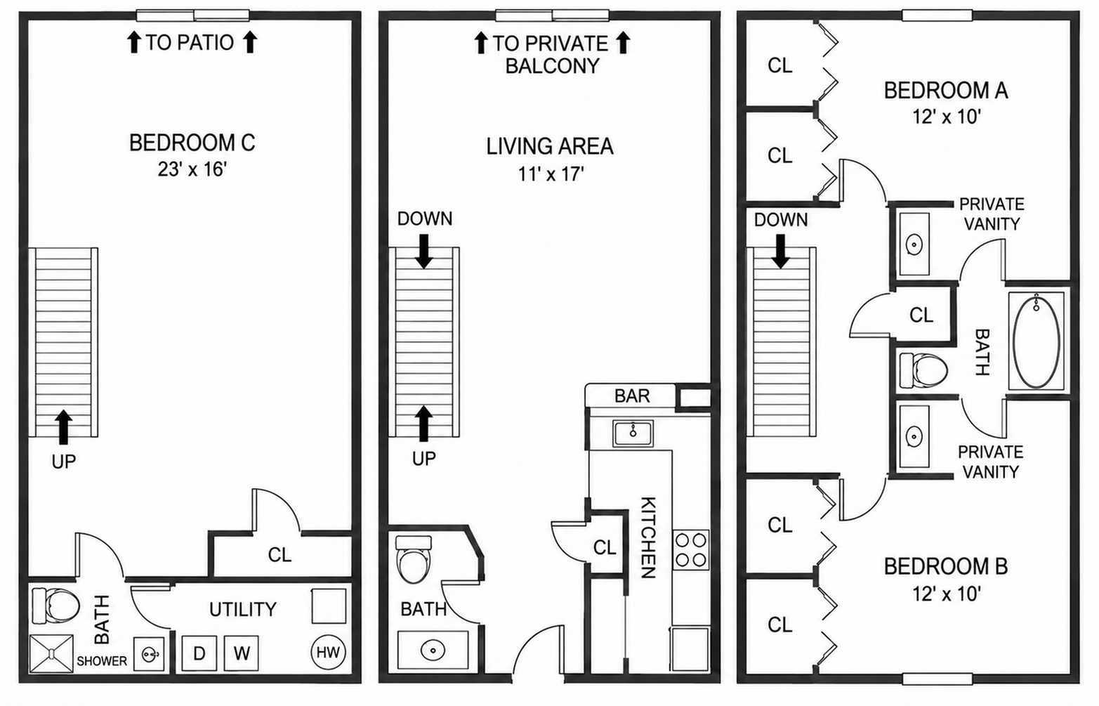 3x2.5 3 Story Townhome