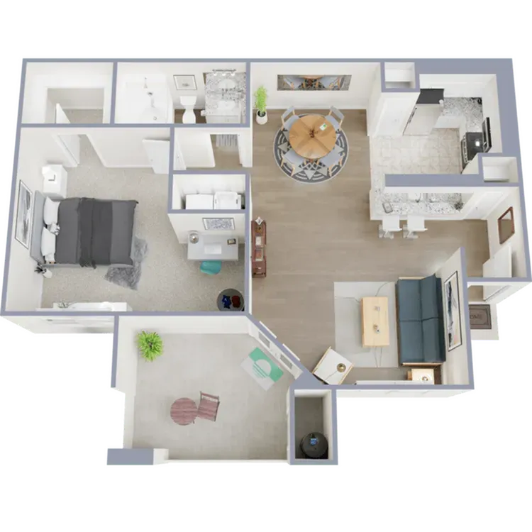 Garnet - one bedroom, one bath, 785 square foot apartment