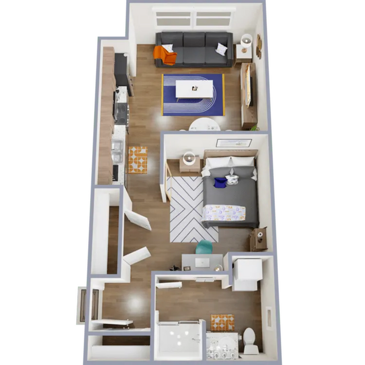 536 square foot studio apartment