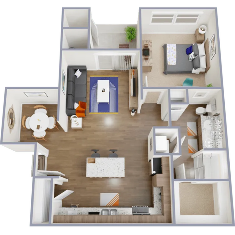 One bedroom, one bath, 826 square foot apartment home