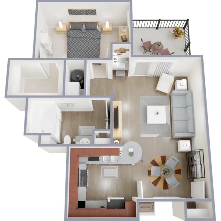 One bedroom, one bath, 759 square foot apartment home