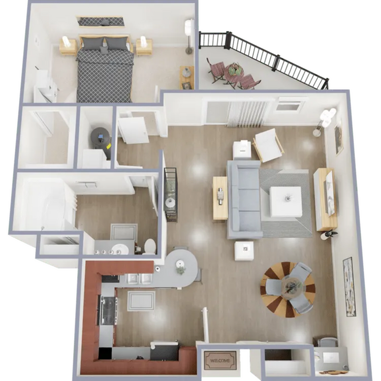 One bedroom, one bath, 912 square foot apartment home