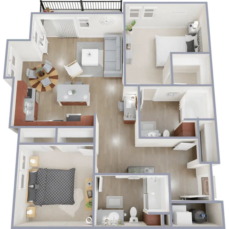 Two bedroom, two bath, 1,146 square foot apartment home