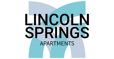 Modern Lincoln Springs Apartments logo in teal and blue, highlighting premium living spaces.