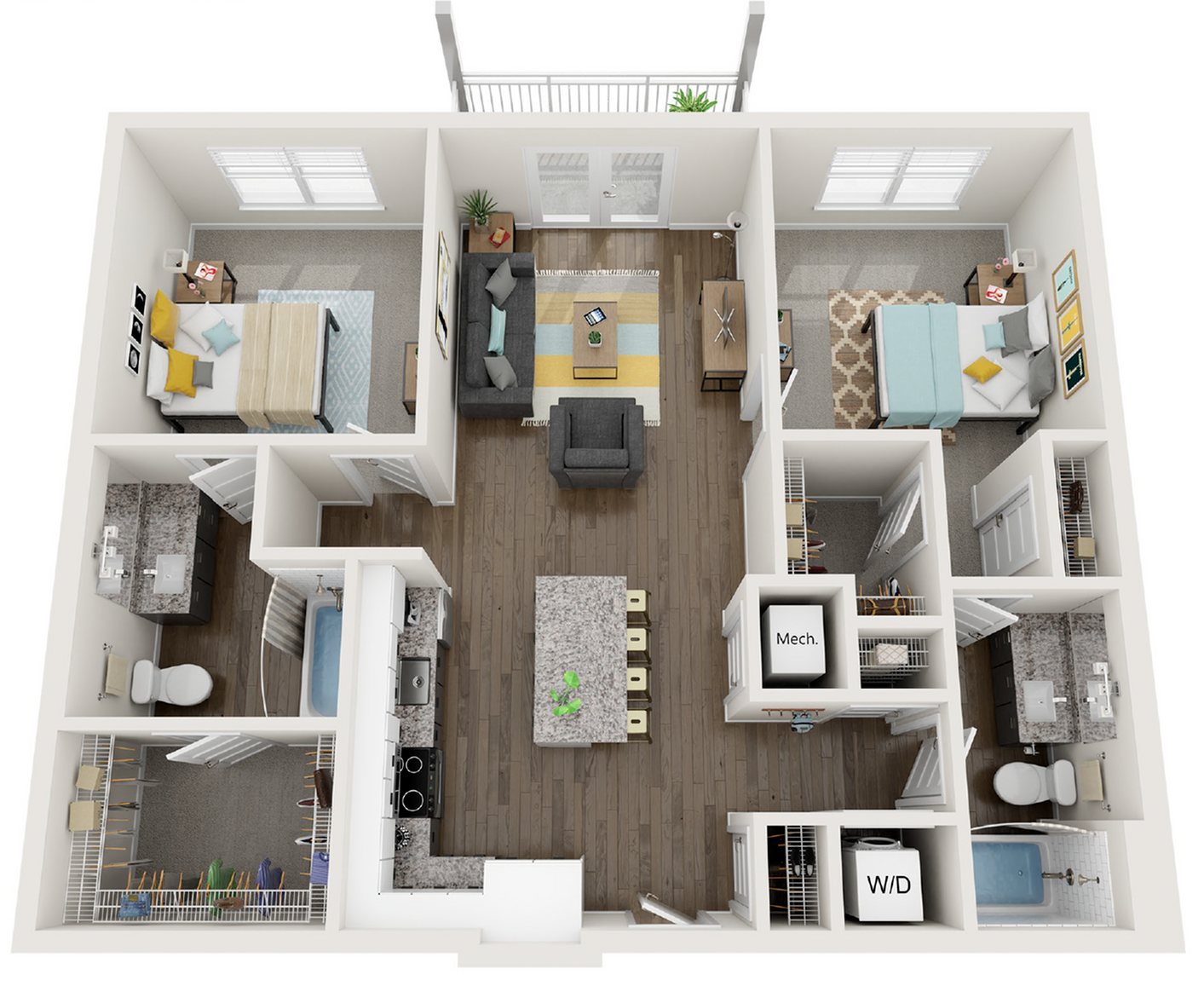 2 Bed / 2 Bath | 1,046 SF