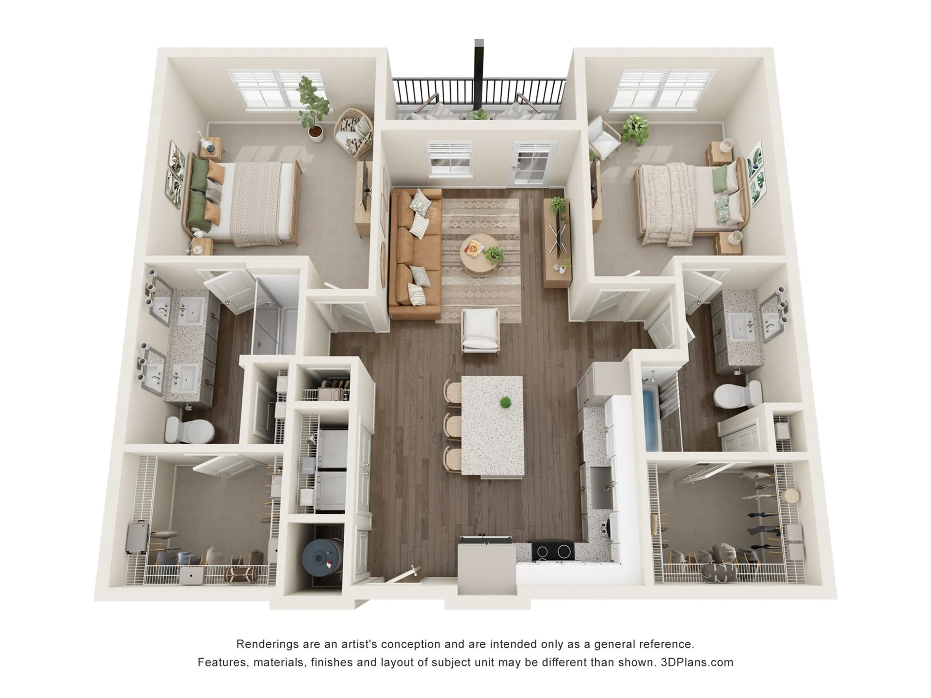 The Cypress | 2 Bed + 2 Bath Apartment | 1,140 SF