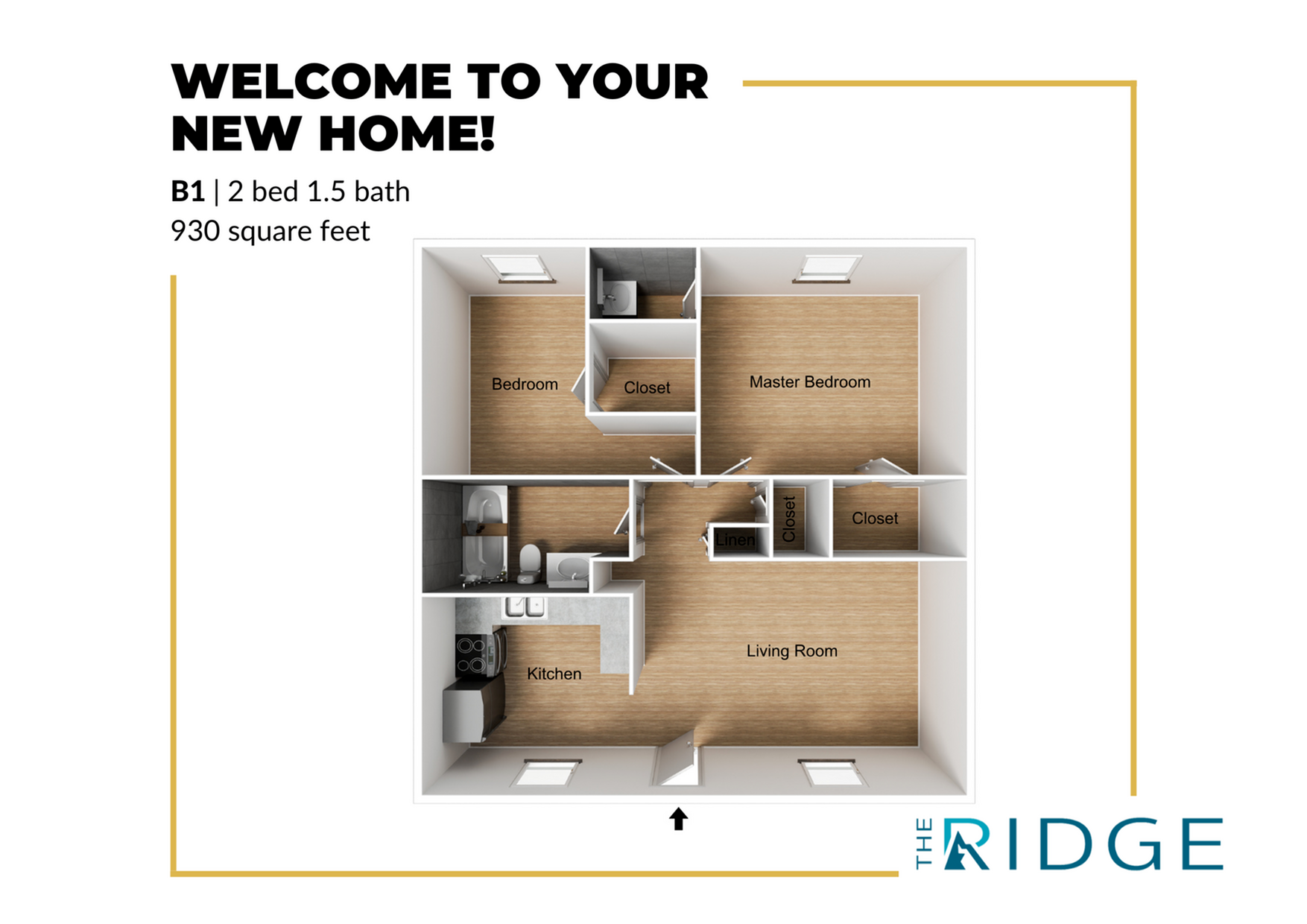 2 bedroom 1.5 bath apartment