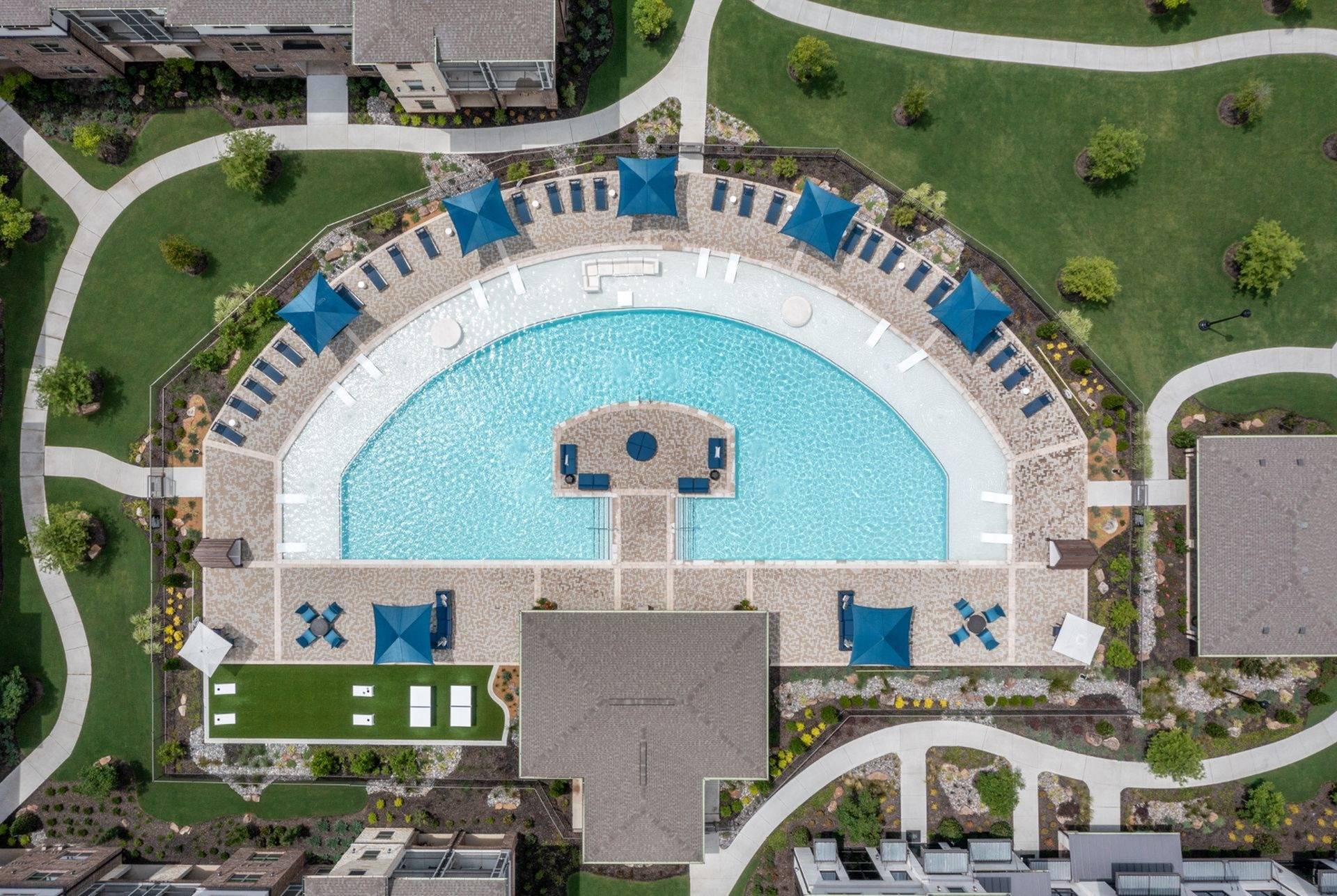 Saltwater Pool Top View | Apartments in Fort Worth, TX | Alleia at Presidio