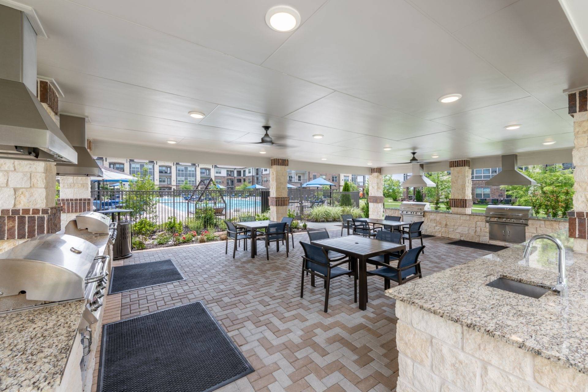 Poolside Cabana with Grills | Fort Worth TX Apartments | Alleia at Presidio