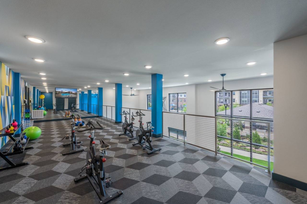 Fitness Center and Spin Room | Apartments in Fort Worth, TX | Alleia at Presidio