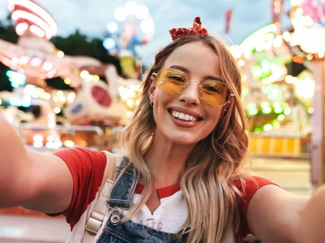 woman at theme park