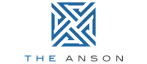 Modern geometric logo of The Anson in blue and black.