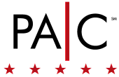 PAC logo with red stars and vertical line