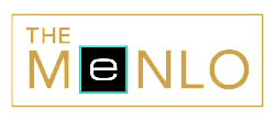 Elegant logo of The Menlo with gold and teal design elements.