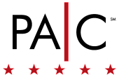 PAC logo with bold black lettering and five red stars symbolizing excellence.