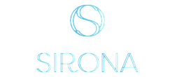 Elegant logo design featuring an artistic letter 'S' above the word 'Sirona' in sleek, modern typography.