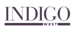 Elegant Indigo West logo in sophisticated dark purple font on a clean background.