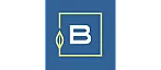 Modern blue logo with an elegant 'B' design framed by a gold border, symbolizing sophistication and style.