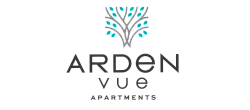 Elegant Arden Vue Apartments logo featuring a modern tree design with teal leaves, embodying stylish urban living.