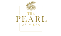 Elegant logo design featuring an oyster with a pearl, symbolizing luxury and sophistication at The Pearl of Viera.
