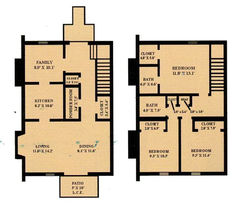 Inviting 2-story floor plan featuring 3 cozy bedrooms, 2 modern baths, an expansive living area, stylish kitchen, and a charming patio.