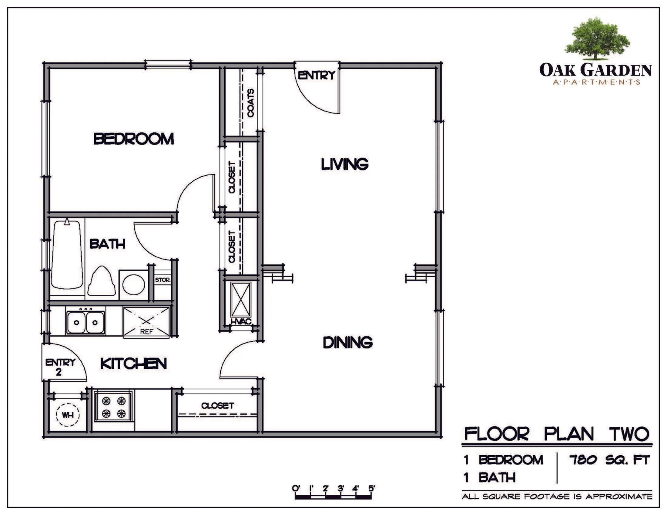 Oak Garden - One Bedroom Floorplan