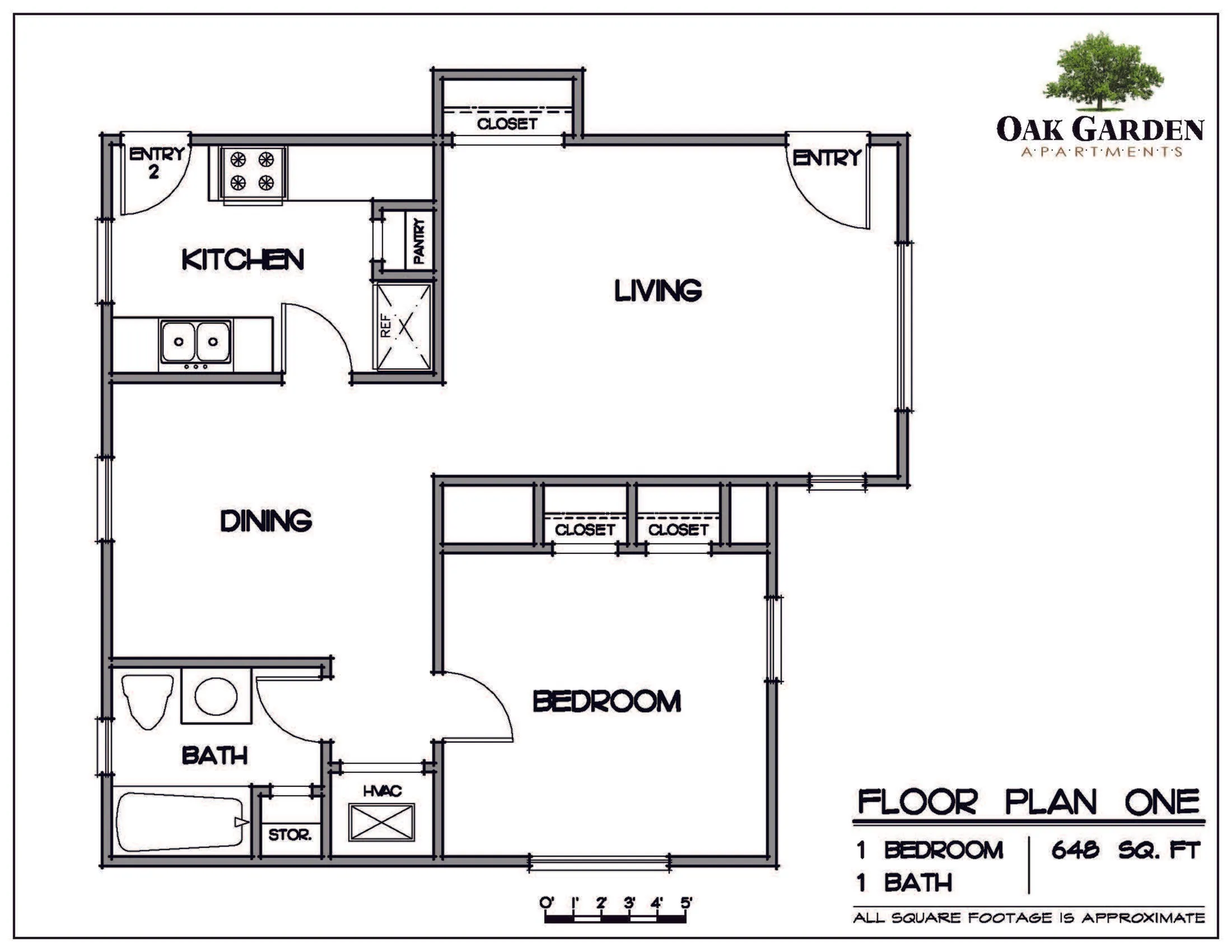 Oak Garden - One Bedroom Floorplan