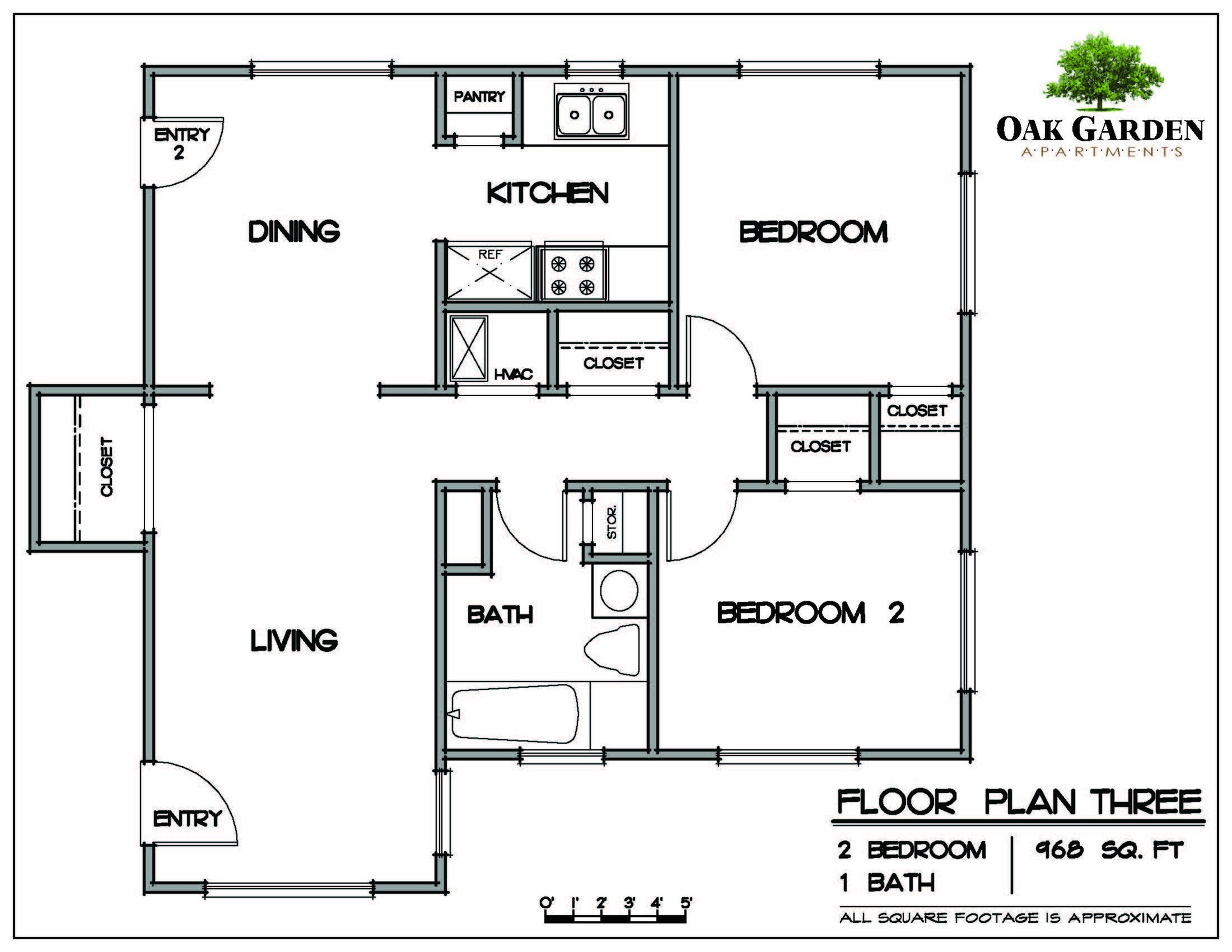 Oak Garden - Two Bedroom Floorplan