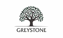 Elegant Greystone logo featuring a stylized tree with lush green leaves, symbolizing growth and stability.