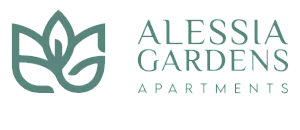 Elegant Alessia Gardens Apartments logo featuring a stylized floral design in soothing green tones, symbolizing modern luxury and natural beauty.
