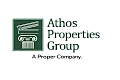 Athos Properties Group logo with a classic architectural column design and slogan 'A Proper Company'.
