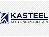 Elegant logo for Kasteel at Stone Mountain, featuring sleek blue typography and modern design elements.