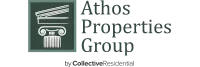 Logo for Athos Properties Group, showcasing a classical column design symbolizing strength and sophistication.