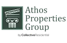 Elegant logo of Athos Properties Group with a classic column design, emphasizing real estate excellence by CollectiveResidential.