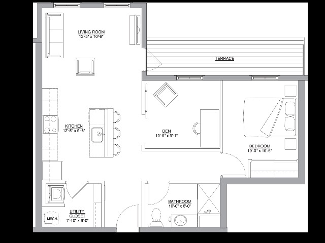 1 bedroom with a den
