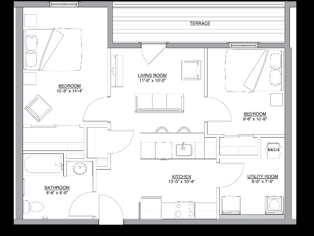 The John floorplan, 2 bedroom