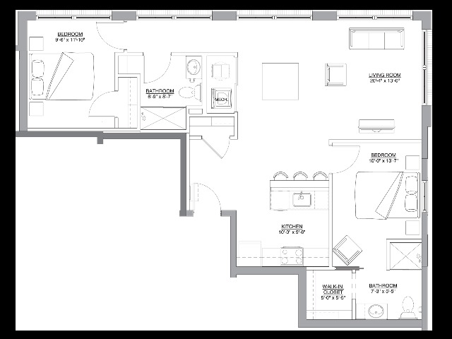 The Courtney 2 bedrooms, 2 bathroom